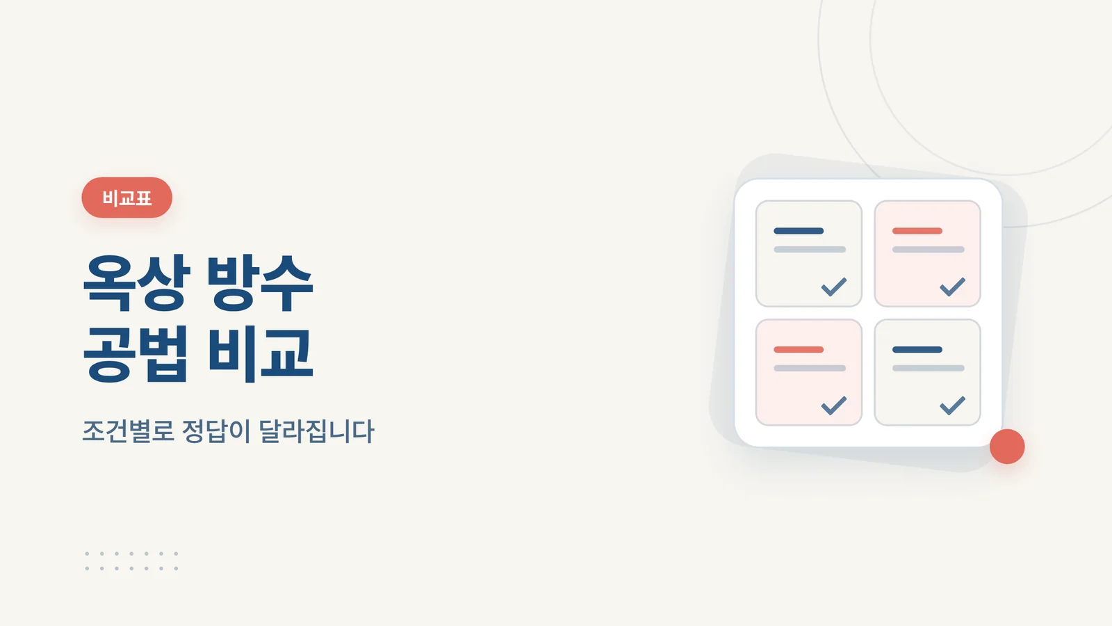 옥상 방수 공법 비교표 인포그래픽